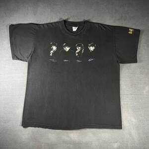 1995 The Beatles x Cronies Band Black Graphic T-Shirt Size XL Vintage Tour Faded